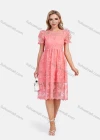 Wholesale Women's Casual Round Neck Puff Sleeve Ruffle Hem Embroidery Knee Length Dress - Liuhuamall
