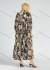 Wholesale Women's Elegant Allover Floral Print Lantern Sleeve A Line Ruffle Trim Maxi Dress - Liuhuamall
