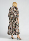Wholesale Women's Elegant Allover Floral Print Lantern Sleeve A Line Ruffle Trim Maxi Dress - Liuhuamall