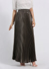 Wholesale Women's Elegant Satin Plain Pleated Maxi Skirt - Liuhuamall