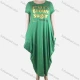 Wholesale Women's African Plus Size Crew Neck Letter Short Sleeve Patch Pocket Loose Fit Dress 8813# Green Clothing Wholesale Market Liuhua
