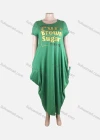 Wholesale Women's African Plus Size Crew Neck Letter Short Sleeve Patch Pocket Loose Fit Dress 8813# - Liuhuamall
