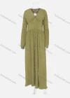 Wholesale Women's Vintage Plain Deep V Neck Button Down Split Hem Maxi Dress - Liuhuamall