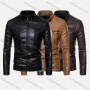 Wholesale Men's Slim Fit Stand Collar Zipper Pockets Plain Leather Jacket 616# preview