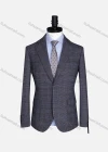 Wholesale Men's Formal Lapel Gingham Long Sleeve Two Button Blazer Jackets 723785# - Liuhuamall