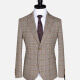 Men's Formal Lapel Gingham Long Sleeve Two Button Blazer Jackets 723785# Khaki Clothing Wholesale Market -LIUHUA