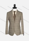 Wholesale Men's Formal Lapel Long Sleeve Two Button Plaid Blazer Jackets 9066# - Liuhuamall