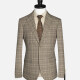 Men's Formal Lapel Long Sleeve Two Button Plaid Blazer Jackets 9066# Khaki Clothing Wholesale Market -LIUHUA