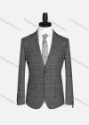 Wholesale Men's Formal Lapel Long Sleeve Two Button Plaid Blazer Jackets 9066# - Liuhuamall