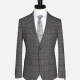 Men's Formal Lapel Long Sleeve Two Button Plaid Blazer Jackets 9066# Dark Gray Clothing Wholesale Market -LIUHUA