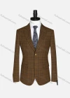 Wholesale Men's Formal Lapel Long Sleeve Two Button Plaid Blazer Jackets 9066# - Liuhuamall