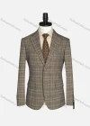 Wholesale Men's Formal Lapel Long Sleeve Two Button Plaid Blazer Jackets 9066# - Liuhuamall