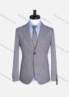 Wholesale Men's Formal Lapel Long Sleeve Two Button Plaid Blazer Jackets 9073# - Liuhuamall