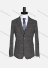 Wholesale Men's Formal Lapel Plaid Long Sleeve Two Button Blazer Jackets 9078# - Liuhuamall