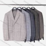 Wholesale Men's Formal Lapel Plaid Long Sleeve Two Button Blazer Jackets 9078# preview