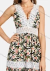 Wholesale Woman's Fashion V Neck Sleeveless Guipure Lace Floral Print Tank Dress  - Liuhuamall