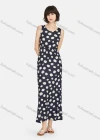 Wholesale Women's Casual Floral Print Pin Dot Round Neck Ruched Maxi Sleeveless Tank Lounge Nightgown A23# - Liuhuamall