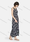 Wholesale Women's Casual Floral Print Pin Dot Round Neck Ruched Maxi Sleeveless Tank Lounge Nightgown A23# - Liuhuamall