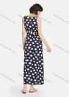 Wholesale Women's Casual Floral Print Pin Dot Round Neck Ruched Maxi Sleeveless Tank Lounge Nightgown A23# - Liuhuamall