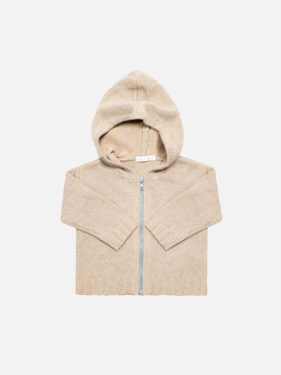 Baby`s Long Sleeve Hooded Zipper Plain Sweater Knited Jacket, Clothing Wholesale Market -LIUHUA, KIDS-BABIES, Infant-Toddlers-Clothing