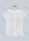 Wholesale Women's Crew Neck Cap Sleeve Lace Trim Pleated Plain Knit Tops - Liuhuamall