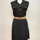 Women's Casual Lapel Sleeveless Button Down Belted Plain Midi Dress 10# Clothing Wholesale Market -LIUHUA