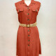 Women's Casual Lapel Sleeveless Button Down Belted Plain Midi Dress 18# Clothing Wholesale Market -LIUHUA