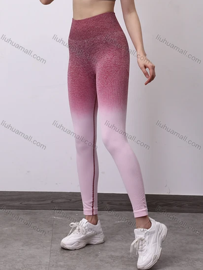 Wholesale Women's Sporty Gradient Ribbed High Waist Stretchy Butt Lifting Yoga Pants GP-5309#