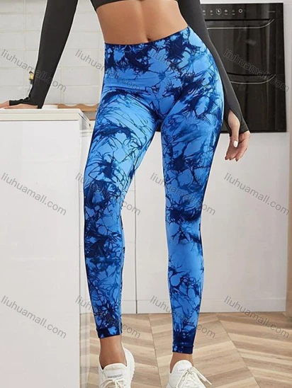 Wholesale Women's Athletic Tie Dye Ribbed High Waist Stretchy Butt Lifting Yoga Pants GP-5700#