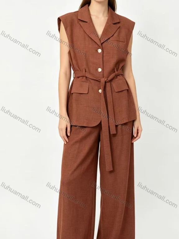 Wholesale Women Sleeveless Blazer Two‑Piece Set