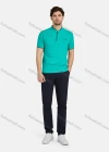 Wholesale Men's Casual Plain Stand Collar 100% Cotton Short Sleeve Labelled Polo Shirt 2208# - Liuhuamall