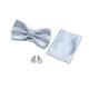 Men's Classic Plain Adjustable Bow Ties & Pocket Square & Cufflinks Sets Silver Clothing Wholesale Market -LIUHUA