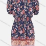 Wholesale Women's Casual Off Shoulder Short Sleeve Tie Front Pleated Floral Print Short Dress preview