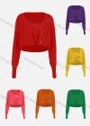 Wholesale Women's Casual Long Sleeve Plain Cable Knit Button Down Crop Cardigan - Liuhuamall