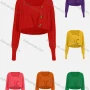 Wholesale Women's Casual Long Sleeve Plain Cable Knit Button Down Crop Cardigan preview