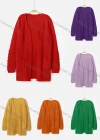Wholesale Women's Plain Puff Sleeve Open Front Dual Pockets Cardigan - Liuhuamall