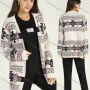 Wholesale Women's Casual Long Sleeve Dual Pockets Folk Art Rib-Knit Cardigan preview