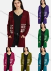 Wholesale Women's Casual Long Sleeve Open Front Snow Print Long Knit Cardigan - Liuhuamall