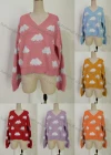 Wholesale Women's Casual V Neck Long Sleeve Print Sweater - Liuhuamall