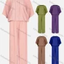 Wholesale Women's 3/4 Sleeve Eyelet Embroidered Pleated Blouse&Elastic Waist Wide Leg Pants 2 Pieces Set preview