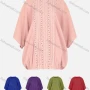 Wholesale Women's Elegant 3/4 Sleeve Eyelet Embroidered Pleated Blouse preview