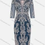 Wholesale Women's Glamorous Notched Embroidered Floral High Waist Dress V004# preview