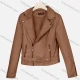 Wholesale Women's Casual Lapel Long Sleeve Zipper Plain Leather Crop Biker Jacket Brown Clothing Wholesale Market Liuhua