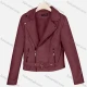 Wholesale Women's Casual Lapel Long Sleeve Zipper Plain Leather Crop Biker Jacket Red Clothing Wholesale Market Liuhua