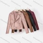 Wholesale Women's Casual Lapel Long Sleeve Zipper Plain Leather Crop Biker Jacket preview