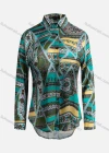 Wholesale Women's Vintage Long Sleeve Allower Print Collared Button Down Shirt 23065# - Liuhuamall