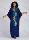 Wholesale Women's Folkloric African Embroidery Round Neck Batwing Sleeve Maxi Dress Robe XH-1039S# - Liuhuamall