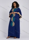 Wholesale Women's Folkloric African Embroidery Round Neck Batwing Sleeve Maxi Dress Robe XH-1039S# - Liuhuamall