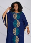 Wholesale Women's Folkloric African Embroidery Round Neck Batwing Sleeve Maxi Dress Robe XH-1039S# - Liuhuamall