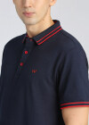 Wholesale Men's Cotton Casual Plain Striped Trim Short Sleeve Polo Shirt - Liuhuamall
